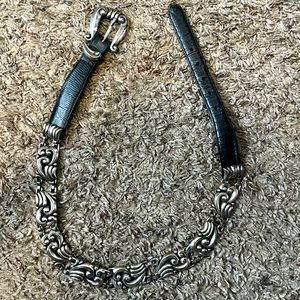 Vintage Brighton Black Leather Belt Metal Chain Links Heavy 1996  Women’s Rare